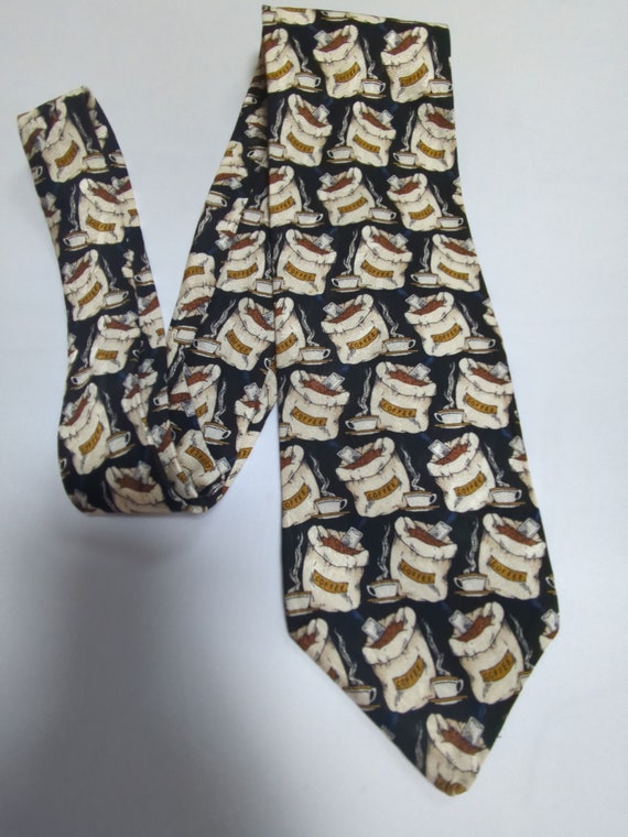 Coffee Lovers Necktie Cappuccino Expresso Sack of Roasted Coffee Beans