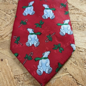 Ontwerpstropdas Polar Bears Candy Canes and Holly Nieuwigheid stropdas kerststropdas voor heren