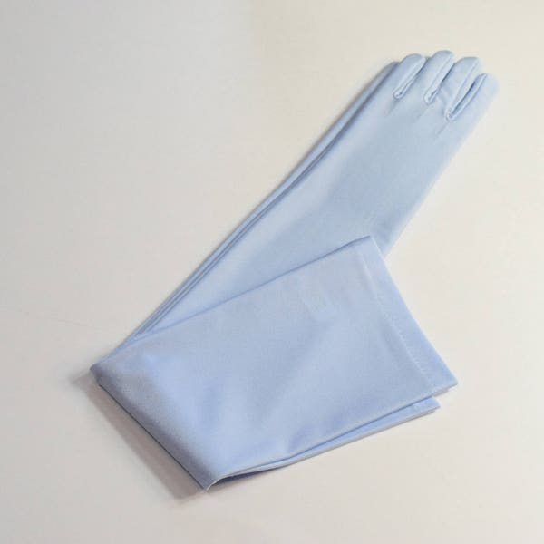 Gants formels pour dames Opera 22" en satin mat bleu clair