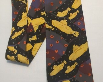 The Beatles Yellow Submarine 100% Silk Men's Necktie We All Live in a Yellow Submarine