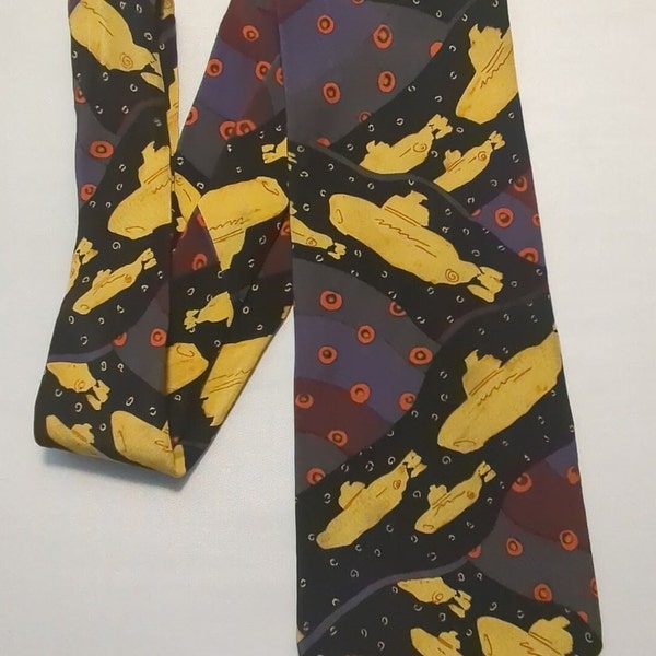 The Beatles Yellow Submarine 100% Silk Men's Necktie We All Live in a Yellow Submarine