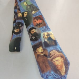 Vincent Van Gogh and Friends, The Greats of the Impressionist Art Movement Portraits on a Necktie