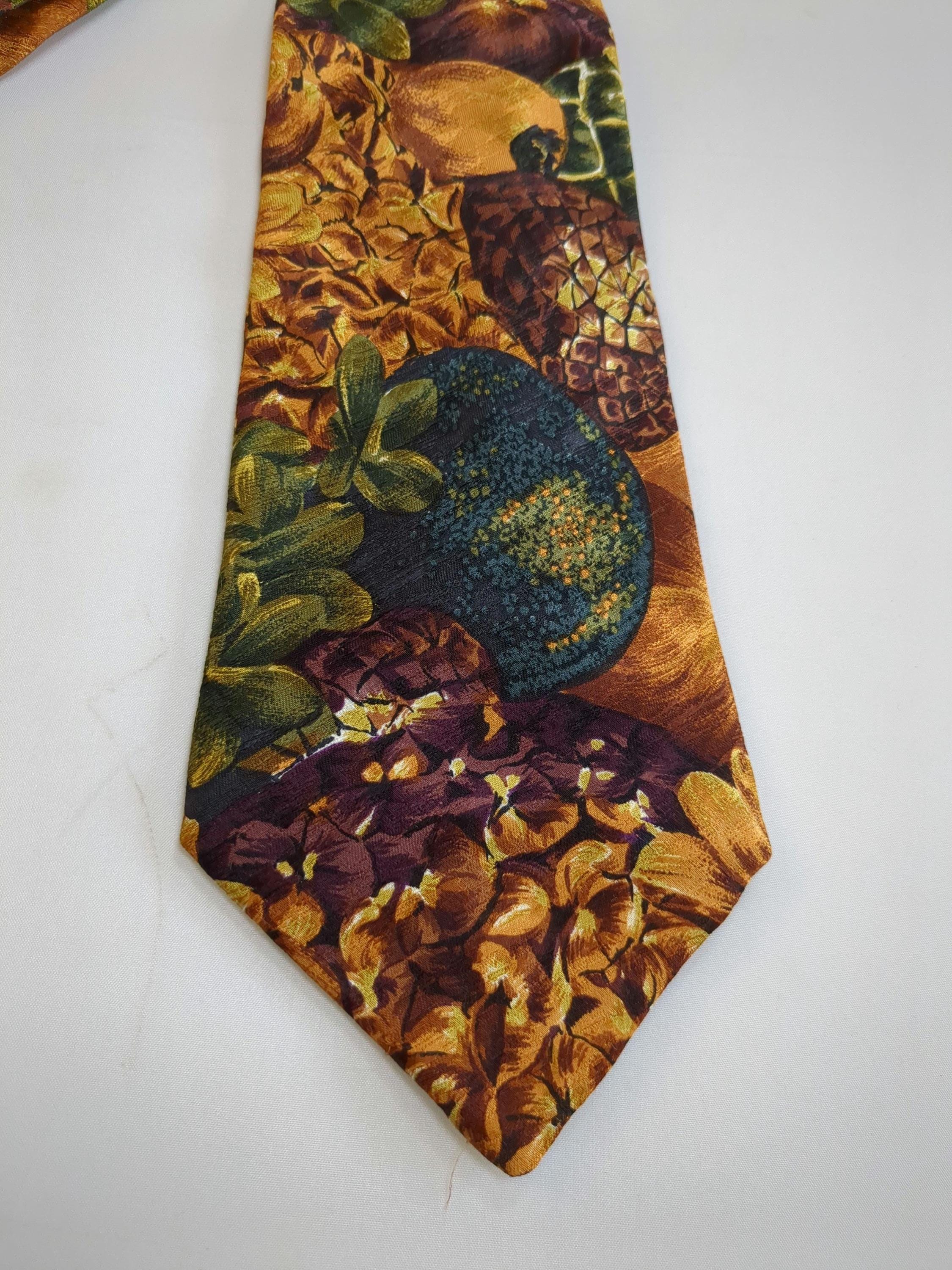 Autumn Cornucopia Fall Flowers Fruits Vegetable Thanksgiving Men's Ties Neckties