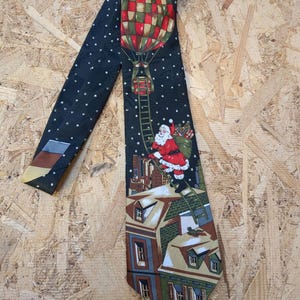 Santa Weather Balloon Design Tie Novelty Necktie Men&#39;s Christmas Tie