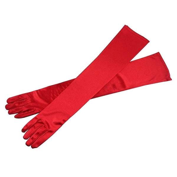 Red Satin Opera Gloves "Lengths - 22", 18" ,15"and 9" Ladies Gloves