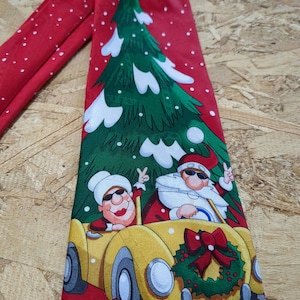 Ontwerpstropdas voor kerstman op weg naar een winterrit Nieuwigheid stropdas kerststropdas voor heren