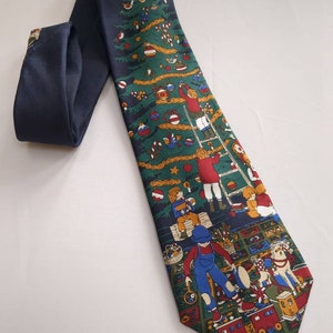 Decorating the Tree for Christmas Necktie 100% Silk Necktie from Woodward Simple Old Fashioned Toys