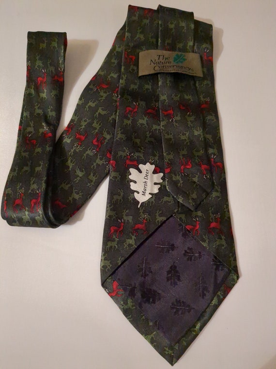 Christmas Necktie Rows of Reindeer Red and Green … - image 4