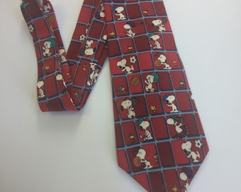 Peanuts Neck Tie Sport Player Snoopy and Woodstock " I Hate To Lose"