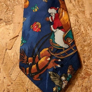 Santa&#39;s sleigh and Christmas Items Design Tie Novelty Necktie Men&#39;s Christmas Tie