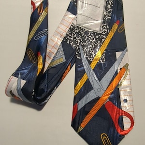 Back to School Supplies Teachers are Ready for the School Year Reading Writing and Arithmetic Necktie