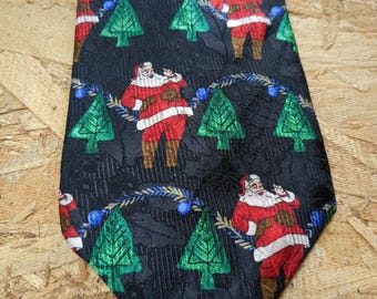 Santa Picking a Christmas Tree Design Tie Novelty Necktie Men's Tie