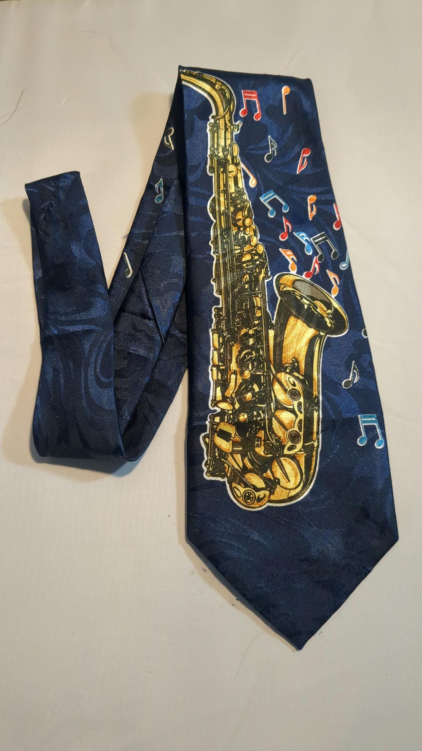 Steven Harris Men's Tenor Saxophone Neck Tie – Jacquard Woven Music Design, 100% Polyester - View #4