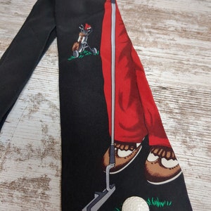 Vintage Tie Novelty Golf Themed Necktie with 3D Golf Ball like a Tie Tac