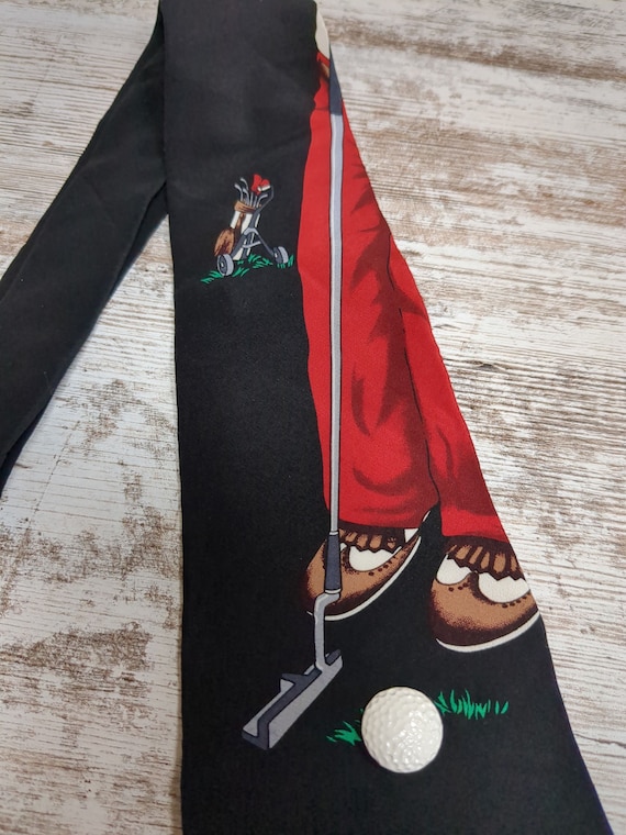 Vintage Tie Novelty Golf Themed Necktie with 3D Go