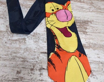 Tigger Herren Krawatte Winnie the Poo Charakter Tigger the Tiger Schwarz und Orange Disney Krawatte