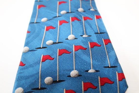 Sink The Putt Necktie Blue 100% Silk Designer Tie… - image 3