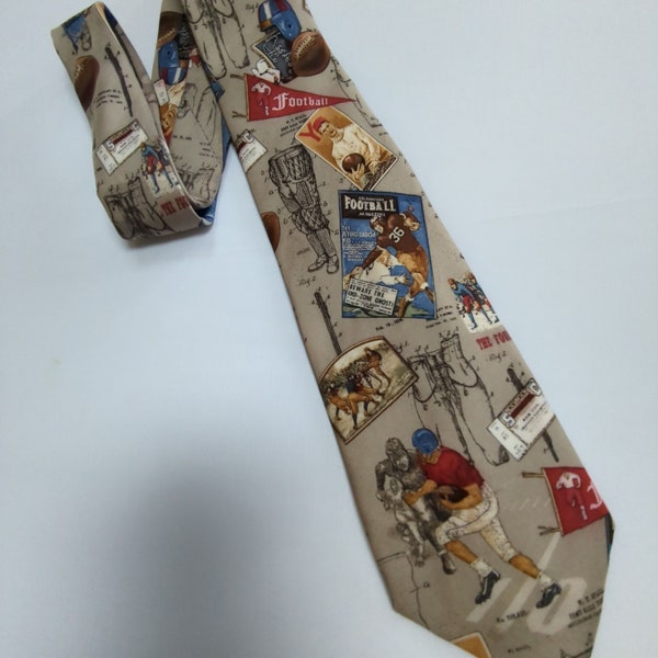 Football Novelty Necktie NFL Football Fan Tie Father's Day Gift Vintage Depictions of NFL