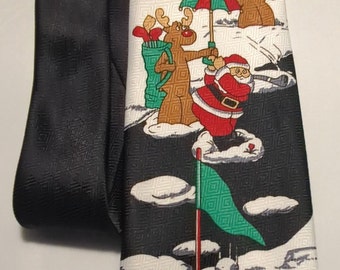 Christmas Santa Golfing In The Snow Holiday ,Tradition Christmas Men's Tie , Novelty neckties, Retro neckties, Novelty ties