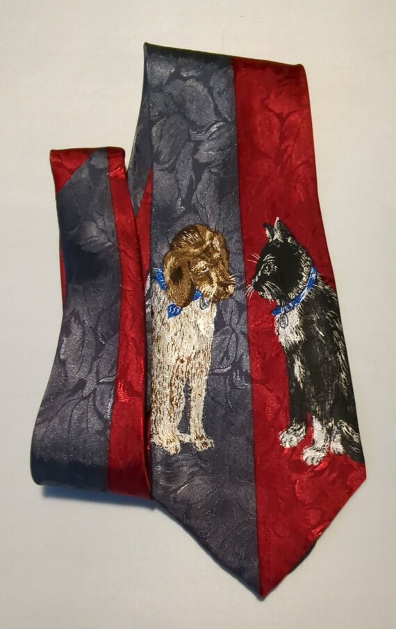 Lovers of Cats and Dogs Expressed on this Necktie