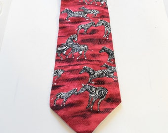 Men'sTie Wembley Endangered Species Survival Isnt Black & White Zebra 100% Silk Tie