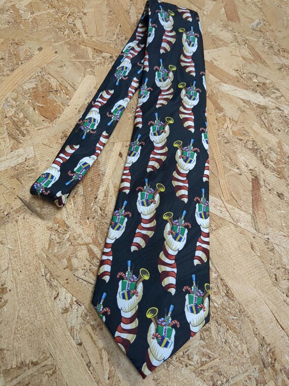 Filled Christmas Stocking Pattern Tie Novelty Nec… - image 2