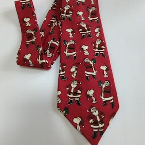 Christmas Necktie Peanuts Cartoon Snoopy &quot;Hang&#39;n with Santa&quot;