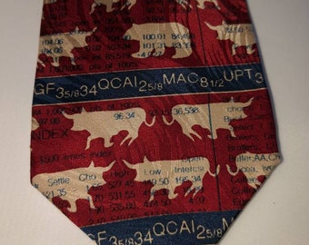 Stock Market Theme Men's  Tie with Bulls and the Bears