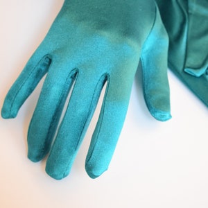 Teal High Luster Stretch Satin Gloves Opera Length to Wrist 22&quot; 18&quot; 15&quot; and 9&quot; Ladies Gloves Prom Wedding Gloves Formal Occasions Pageants
