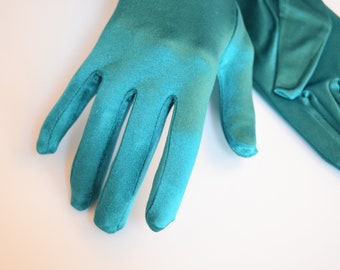 Teal High Luster Stretch Satin Gloves Opera Length to Wrist 22" 18" 15" and 9" Ladies Gloves Prom Wedding Gloves Formal Occasions Pageants