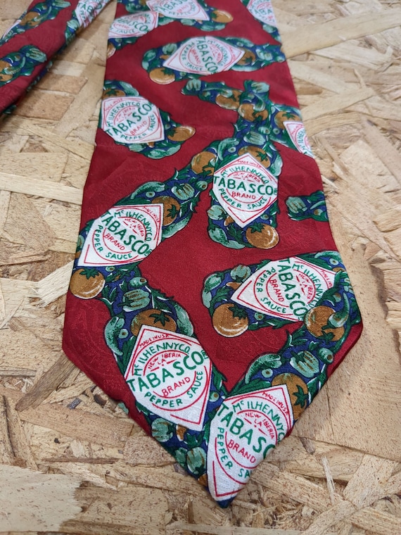 Tabasco Novelty Print Men's Red Necktie Hot Sauce 