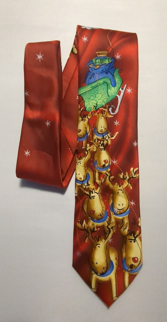 Santa and His Sleigh Christmas Men's Necktie by th