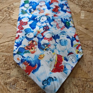 Snow Folks Ontwerpstropdas met sneeuwpoppen Nieuwigheid stropdas herenstropdas