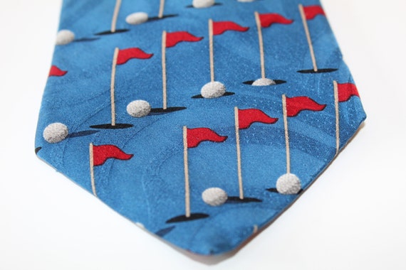 Sink The Putt Necktie Blue 100% Silk Designer Tie… - image 4