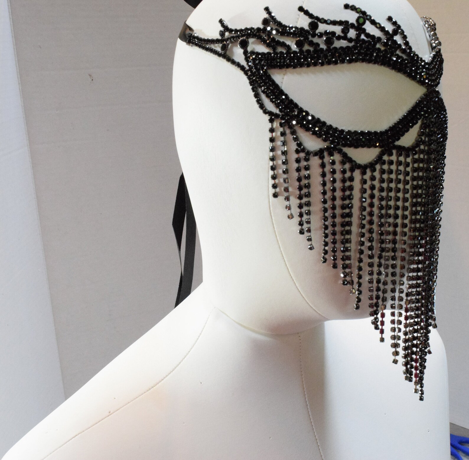 Black Rhinestone Masquerade Face Mask Sparkling Face Mask Etsy