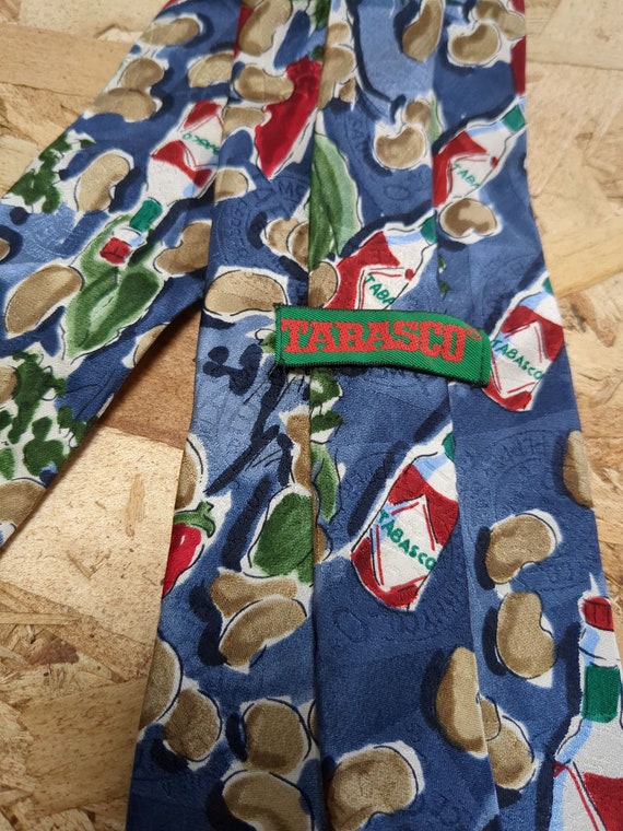 Tabasco Novelty Print Men's Blue Necktie Hot Sauc… - image 3