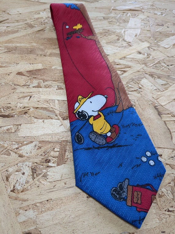 Peanuts Cartoon Men's Tie Joe Golfer Snoopy and Wo