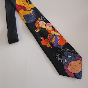 Winnie the Pooh Necktie Blue Tie with Pooh Bear, Tigger and Eeyore Necktie made by The Disney Store Teacher Gift