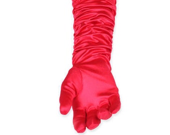 Red Satin 15" scrunch   Ladies Gloves