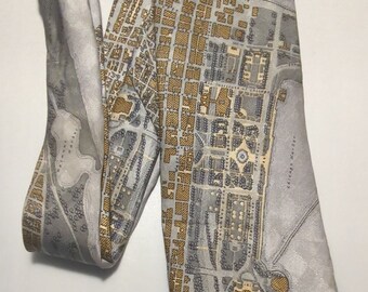 Chicago Necktie features Map of the Windy City Lakefront Down to Soldier Field