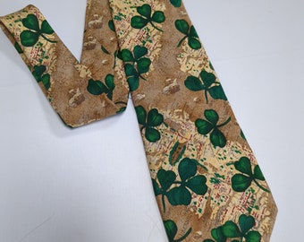 Shamrock Patterned Necktie Green St. Patrick's Day Necktie "Erin Go Bragh"