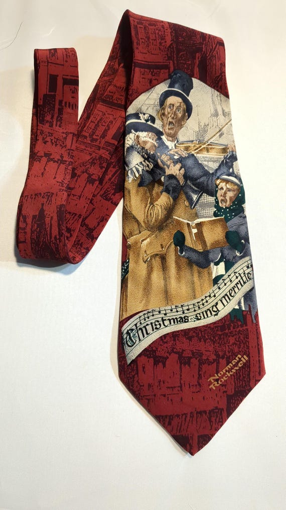 Norman Rockwell Men's Necktie Christmas Sing Merrilie