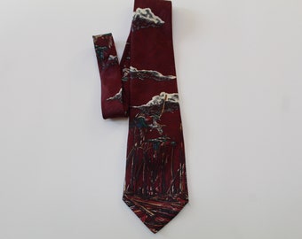 Maroon Mallard Duck Necktie by American Sports Duck Hunter Gift Outdoorsman Tie