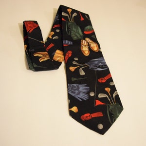 Golfer Theme Baumwollkrawatte Schwarz Neckwear Herrenkrawatte