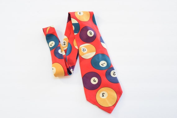 Men's Tie Billard Ball Pattern Pool Shark Neckwear "Billiards II" made by Ferrel Reed Whimsical Pool Players Necktie