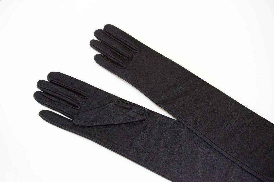 Black Matte Satin 22' Opera Gloves 