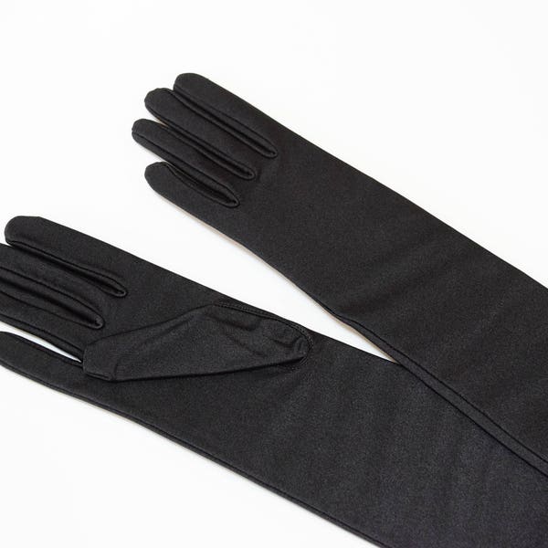Black Matte Satin  22' Opera  Gloves