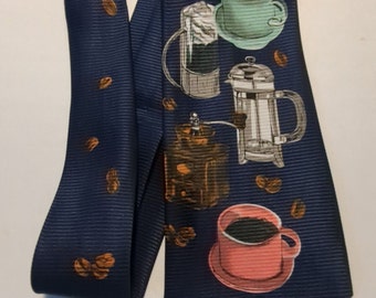 Coffee Lovers Necktie Espresso Cappuccino or Just Plain Joe Cups of Coffee