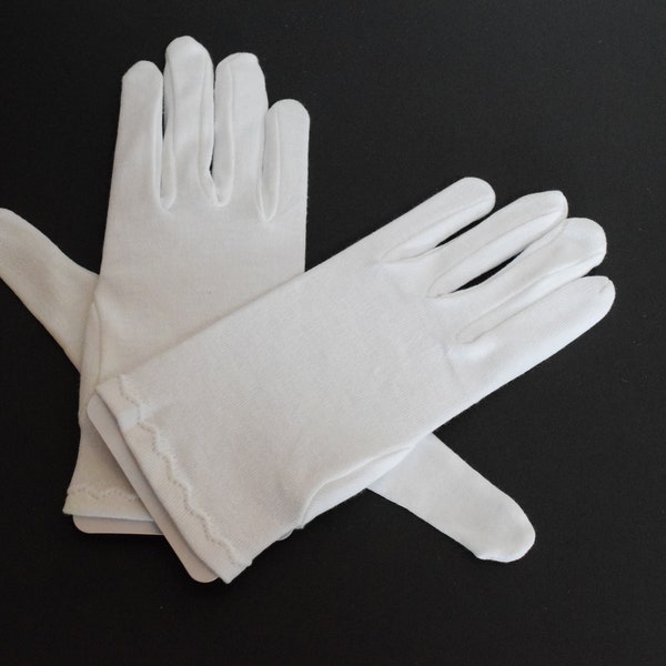 Children's White 100% Stretch Cotton Jersey Gloves First Communion Flower Girl Cosplay Tea Party Dance, Easter