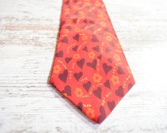 I Love You Necktie Red Hearts Flowers Design by Ties in Disguise Valentines Day Tie